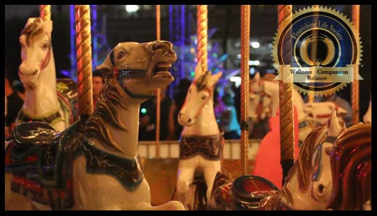 Scary Looking Horses on a Carousel. A Flourishing Life Society article on the marry-go-round of relapse and recovery