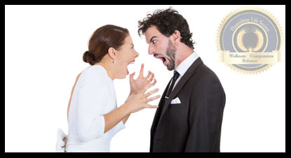 Man and Woman in heated argument, yelling with faces only inches apart. A Flourishing Life Society article on emotional communications