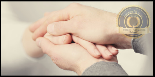 A person gently holding the hand of of a lady. A Flourishing Life Society article on feelings and empathy