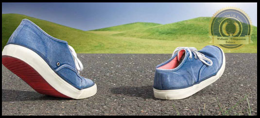 A pair of shoes taking steps. A Flourishing Life Society article on personal development