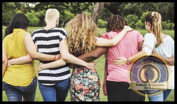 Five women walking together with their arms around each other's backs. A Flourishing Life Society article on the psychological and emotional need to belong.