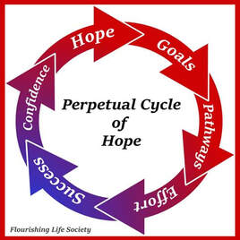 A cycle depicting hope, goals pathways, effort, success, confidence, leading back to hope
