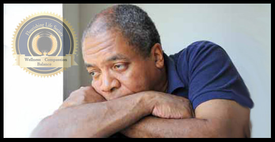 A man somber and deep in thought. A Flourishing Life Society article on purposelessness and creating a meaningful life
