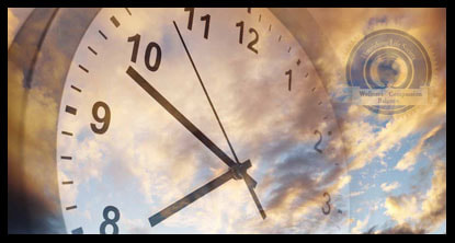 A clock against a sunset sky. A Flourishing Life Society article on the meandering of our thoughts and emotions.