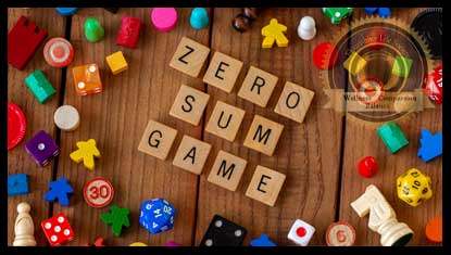 Zero Sum Game written in scrabble board game pieces. 